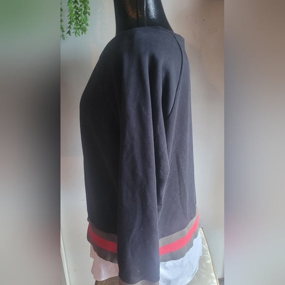 Stella and Dot Black Long Sleeve Top with Removable Faux Shirt Trim XL - Picture 4 of 7